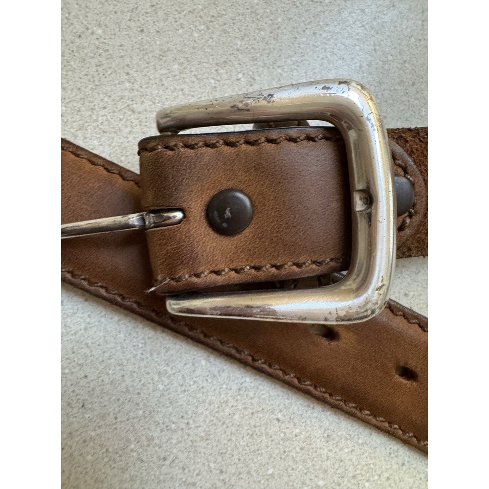 Justin Leather Belt Mens 34 Brown Top Grain Made in USA Western Workwear Rugged
